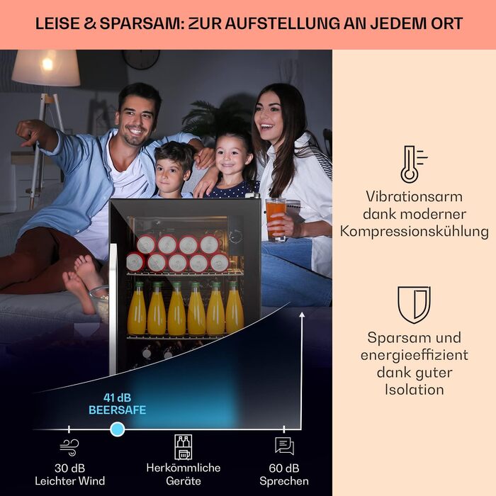 Міні-холодильник Klarstein: 80 л, чорний, для офісу, кемпінгу, з 3 полицями, температура 3-10°C