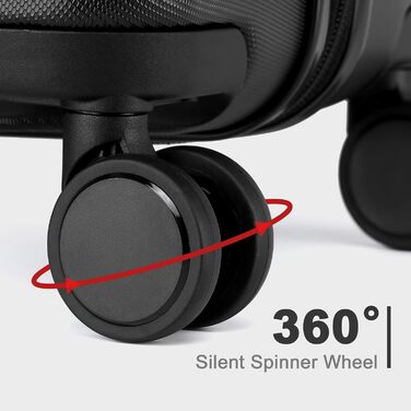 Чемодан British Traveller Mittelgroßer, 64x43x26.5 см, ABS+PC, TSA-замок, 4 колеса, чорний (M, 57L)