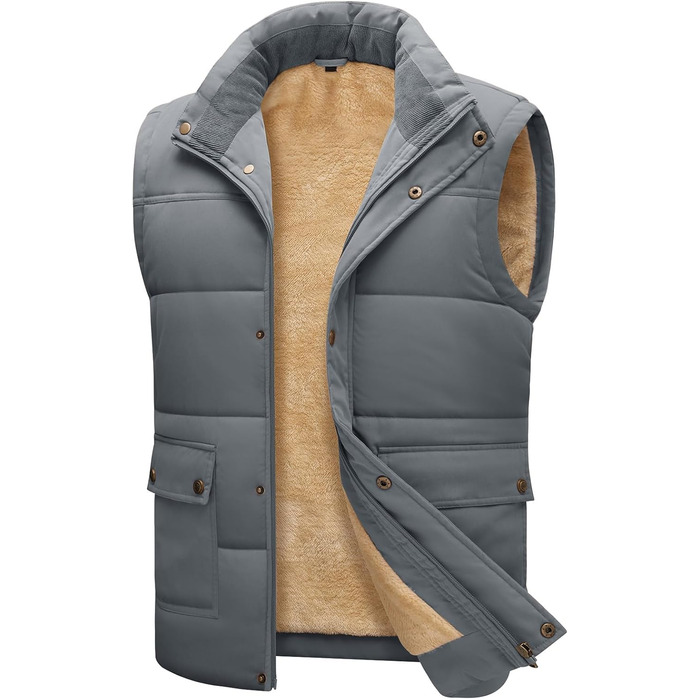 Xnova чоловіча зимова жилетка з підкладкою Thero Sherpa, тепла флісова жилетка, зимова куртка, жилетка для полювання, робоча жилетка, утеплена жилетка для активного відпочинку, сіра, розмір M