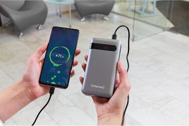 Powerbank Intenso Powerbank PD 20000mAh: Швидка зарядка, 20000mAh, сумісний зі смартфонами, планшетами, MP3-плеєрами та цифровими камерами, Anthrazit