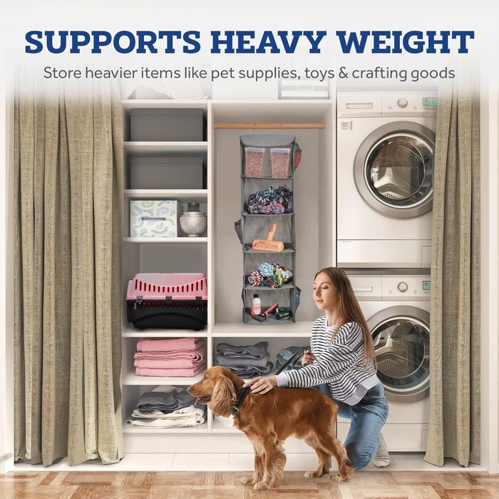 Настінна полиця-органайзер з 5 відділеннями для шафи - міцна та довговічна, з металевими гачками та каркасом, легкий доступ, для зберігання, кемпінгу