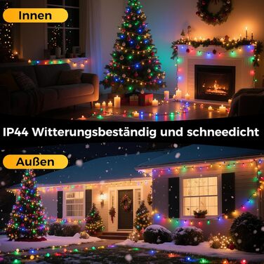 LED гірлянда на ялинку: 250 LED, тепле біле світло, 15м, IP44, 8 режимів, таймер, для дому та саду