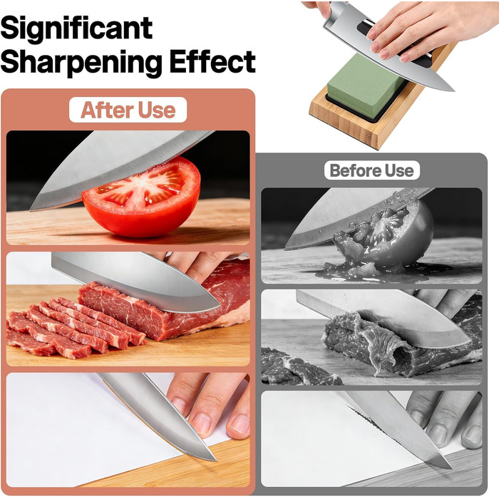 Набір для заточування ножів Messer Schärfen Schleifstein: професійний точило з гранями 400, 1000, 3000, 8000, шкіра, бамбукова основа, кутник