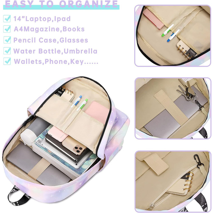 Рюкзак для дівчинки Mygreen Corduroy Retro з екошкіри, 14-дюймовий, зелено-ліловий