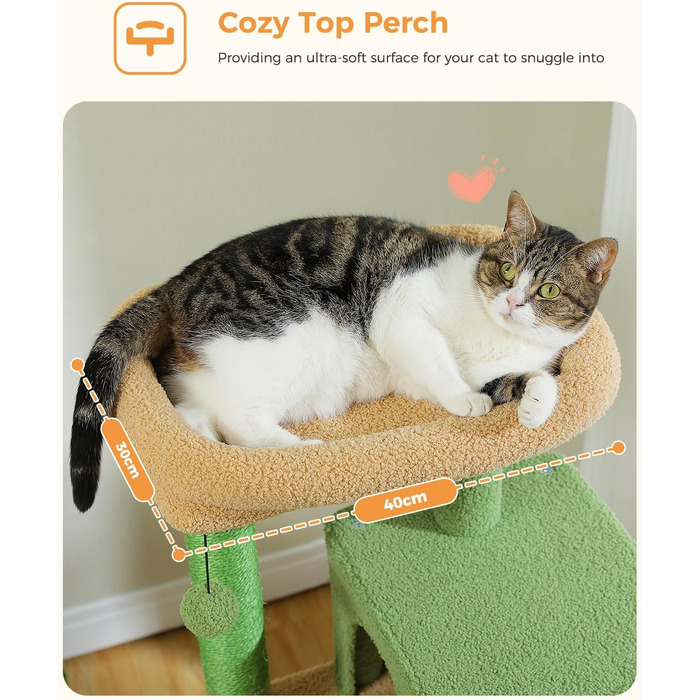 Кігтеточка-кімнатний комплекс PAWZ Road з гамаком, будиночком та м'яким покриттям, 116 см, зелений