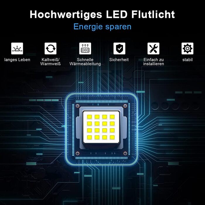 Набір з 10 LED прожекторів для вулиці, 10Вт, тепле світло 3000K, 900Лм, IP66, водонепроникні, для саду, гаража, спортмайданчика, двору