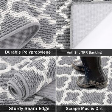 Килимок для підлоги SHACOS з антиковзаючою основою, 50x150 см, сірий - для кухні, вітальні, передпокою