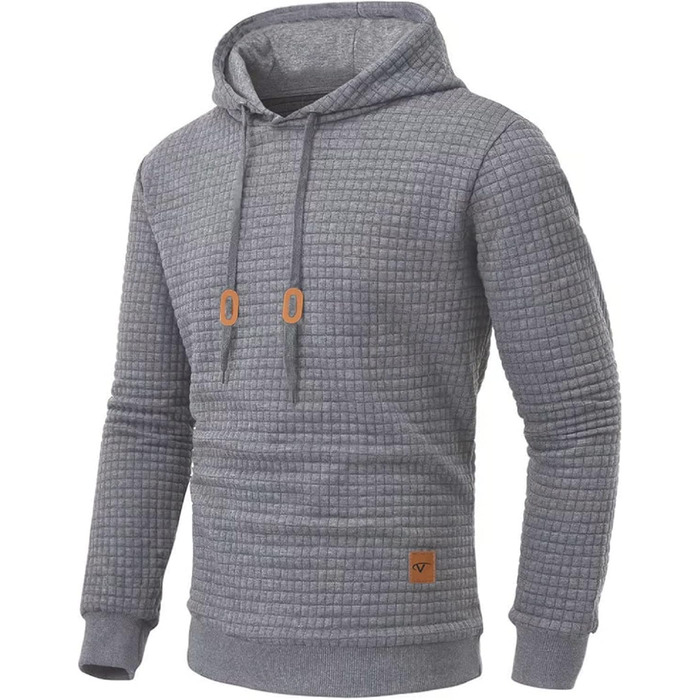 Чоловічий худі Tanozer Baic Weathirt з довгим рукавом у клітинку, сірий (M)