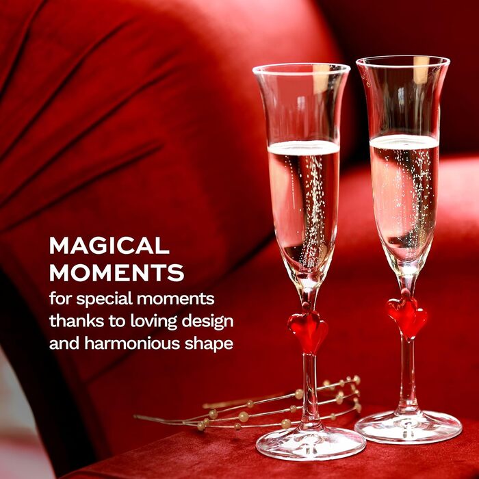Champagnerські келихи Stölzle Lausitz L'Amour, 2 шт, 175 мл – Ідеальні для шампанського, секти та просекко – Зроблені з кришталевого скла без свинцю, стійкі до пошкоджень, придатні для миття в посудомийній машині