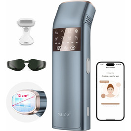 Прилад для епіляції IPL з потрійним імпульсом, 12 см², охолодження сапфіровим льодом, для жінок та чоловіків, 3°C, безболісна та довготривала епіляція вдома, для обличчя, зони бікіні та паху, блакитний