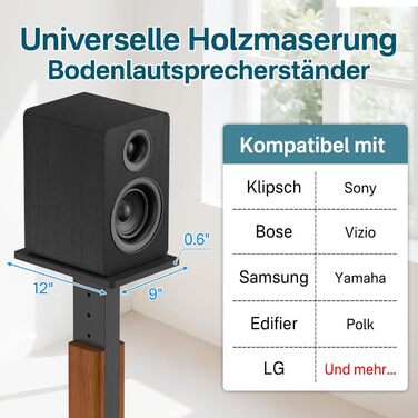 Регульовані підставки для акустики, сумісні з більшістю сателітної, студійної та поличкової акустики. Підходять для Klipsch, Edifier, Yamaha, JBL. Максимальне навантаження: 23 кг