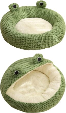 Килимок для кота з капюшоном у вигляді жаби, м'який, круглий, знімний, для зими та осені, антиковзаючий, з підкладкою, милий, мультяшний, теплий