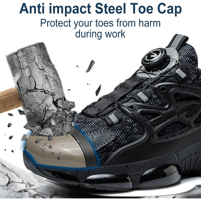 Робочі черевики безпеки для чоловіків та жінок. Спортивні, легкі, антипрокольні, антиударні. Розміри 38-41 EU, колір чорний