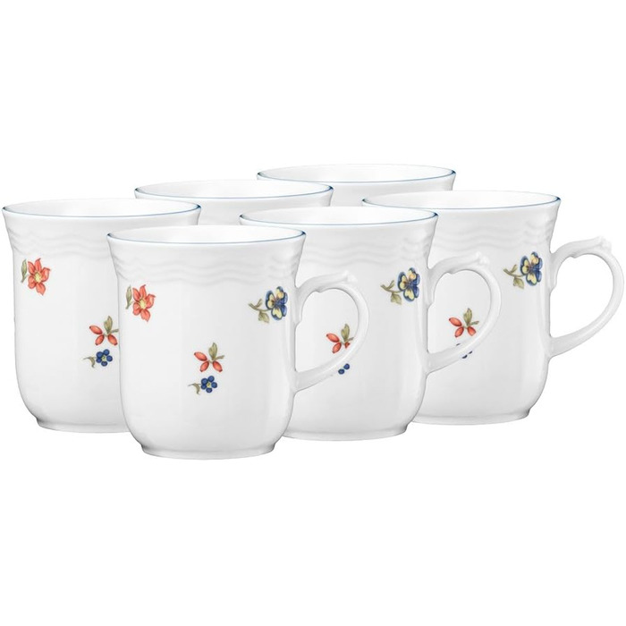 Seltmann Weiden Coffee Cup Set, 6-Piece - Ceramic, Oval, Coffee Cups, 6 Pieces, 0.29 Liter