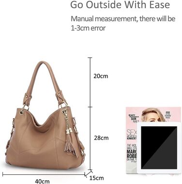 Сумка жіноча Nicole & Doris великої місткості, шкіряна сумка-шопер, хакі. Дизайнерська сумка через плече з китицею