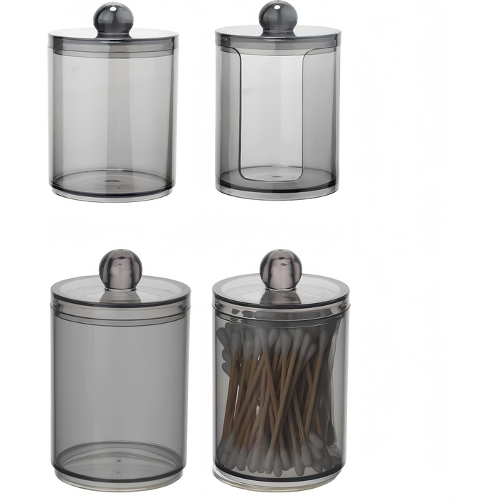 Набір ватних паличок PUTOAHAO 3 шт. з контейнером для зберігання, органайзер для косметичного столика, чорний