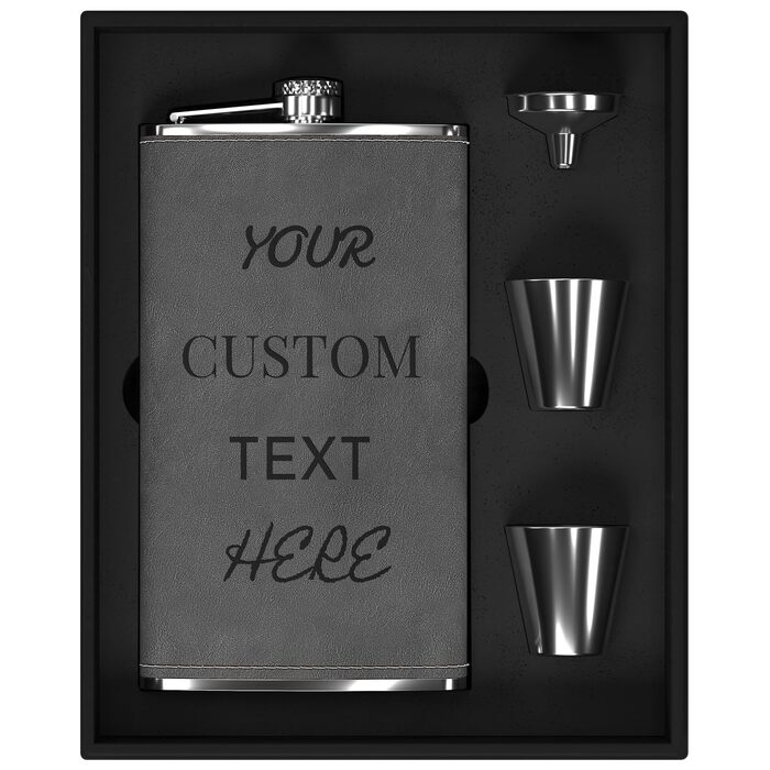 Набір фляг з гравіюванням гір, фляга з нержавіючої сталі 237мл (8oz) Персоналізований подарунок на день народження для чоловіків, кемперів, туристів (сірий)