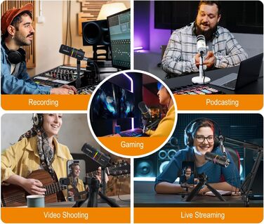 Мікрофон Comica D10 EIN з підсвічуванням RGB, XLR/USB, для стрімінгу, TikTok, подкастів та запису голосу. Сумісний з PC, Smartphone, Computer, Mac, PS4/5.