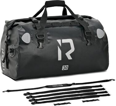 IRON JIA's Motorcycle Bag Luggage Roll Waterproof Motorcycle Rear Bag Saddlebag Travel Bag with Roll-Sealed Shoulder Straps Suitable for Motorcycle Cycling Camping Watersports Black-30L Black 30L