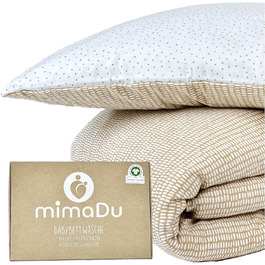 Набір постільної білизни для немовлят з органічної бавовни GOTS (Oeko-Tex100), 100 x 135 см. Комплект постільної білизни для дитячого ліжечка: подушка та ковдра для хлопчиків та дівчаток (пісочний колір). Підходить для дитячих та ліжечок для малюків, розмір 100x135 см + 40x60 см