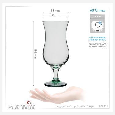 Бокали для коктейлів PLATINUX Ombre 400 мл (набір 6 шт.) скляні, зелені, для вечірок