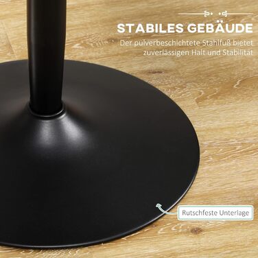 HOMCOM Dining Table, Round Kitchen Table, Modern Dining Table for 2 People, Bar Table Pedestal Table with Steel Leg, Non-Slip Foot Pad, Coffee Table for Living Room, Ø70 x 75 cm, Black 70L x 70W x 75H cm Black