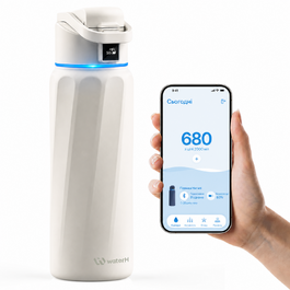 Розумна пляшка для води WATERH Boost з нагадуванням та трекером, 946 мл, нержавіюча сталь, подвійні стінки, широке горлечко, білий колір