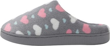 Тапочки жіночі JOMIX Winter Hausschuhe з сердечками, теплі, з плюшевою підкладкою, зручні, антиковзні, для дому, сірий світлий, 39 EU
