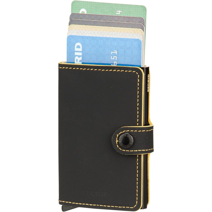 Secrid Miniwallet Matte: Стильний гаманець для жінок та чоловіків, чорно-охровий (10.2 x 6.5 x 2.1 см)