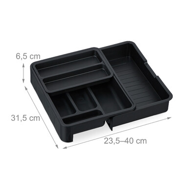 Relaxdays Extendable Cutlery Box in Black
