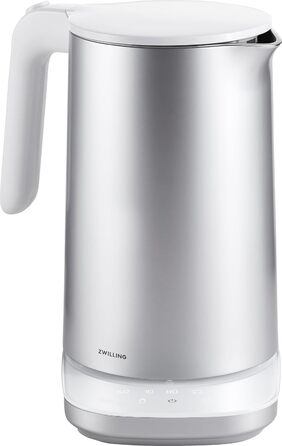 ZWILLING ENFINIGY Water Kettle Pro with Temperature Setting, Stainless Steel Scale Filter & Keep-Warm Function, 1850 Watts, 1.5 Liters, Silver