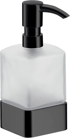 EMCO Loft Glass Holder with 1 Glass - Elegant toothbrush holder made of aluminum and crystal glass, high-quality matte and satin finish (Soap dispenser with pump, freestanding, Black)