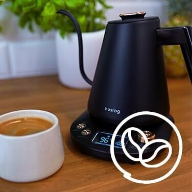 Huslog Electric Gooseneck Kettle with Temperature Control - 1 Liter, Black