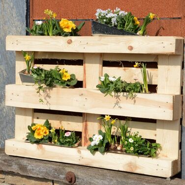 UNUS Garden Flower Box Set Balcony Boxes Suitable for Euro Pallets for Flowers, Herbs, and Fruits - 12 Pieces, 38cm
