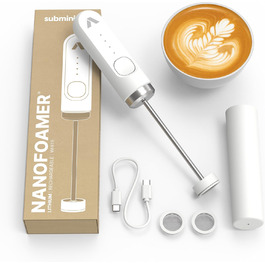 Subminimal Hand Milchschäumer NanoFoamer Lithium White: для капучино, лате, гарячого шоколаду