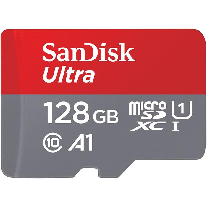 Карта пам'яті SanDisk Ultra microSDXC 128GB з адаптером, швидкість читання до 140 МБ/с для Android та смартфонів