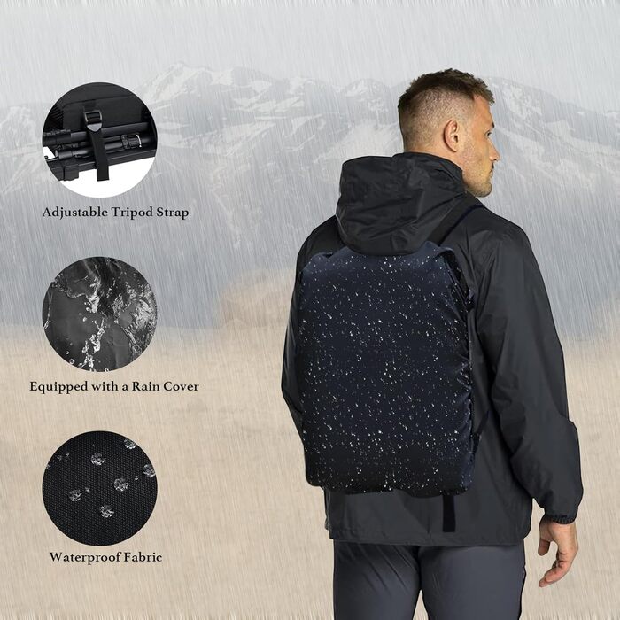 Водонепроникний рюкзак для фотоапарата: камера, DSLR, SLR, об'єктив, штатив, аксесуари, чорний