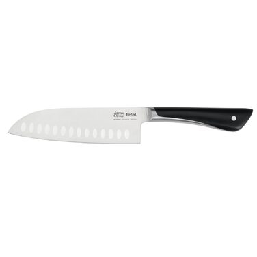 Набір кухонних ножів Jamie Oliver by Tefal (6 предметів) - шеф, сантоку, для хліба, універсальний, овочевий + дерев'яний блок з акації, сталь, коричневий K267S556