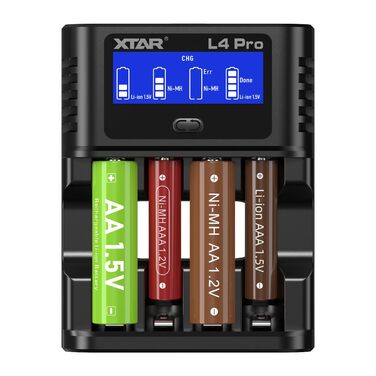 Зарядний пристрій XTAR L4 Pro для AA/AAA акумуляторів Ni-MH та Li-ion - швидка зарядка, захист від перезаряду