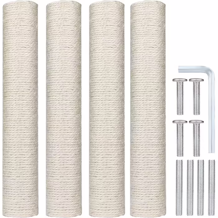 4 Replacement Scratching Post Stems, 40 cm Replacement Parts Scratching Post Stems with M8 Screws Cat Tree Scratching Post Scratching Post Sisal for Kittens Cat Tree Tower