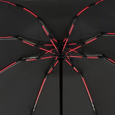 Штормовий парасолька з повним волокном, кишеньковий, великий 106 см - з кольоровими спицями - чорно-червоний