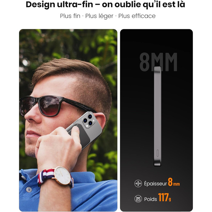 Power Bank Магнітний 10000 mAh PD20W: Бездротовий зарядний пристрій з USB-C для iPhone 17/16/15/14/13 та Apple Watch (Помаранчевий)