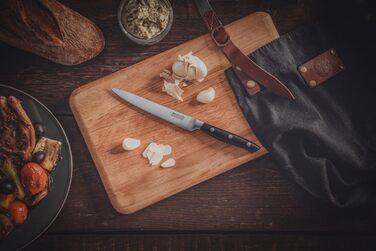 Ніроста Trinity – професійний ніж із нержавіючої сталі 34 см для овочів та фруктів, ручне заточування, важка ручка з захистом пальців