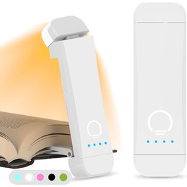LED-лампа для читання HIONXMGA з кріпленням на книгу, 3 кольори, регулювання яскравості, перезаряджувана, для книголюбів та дітей