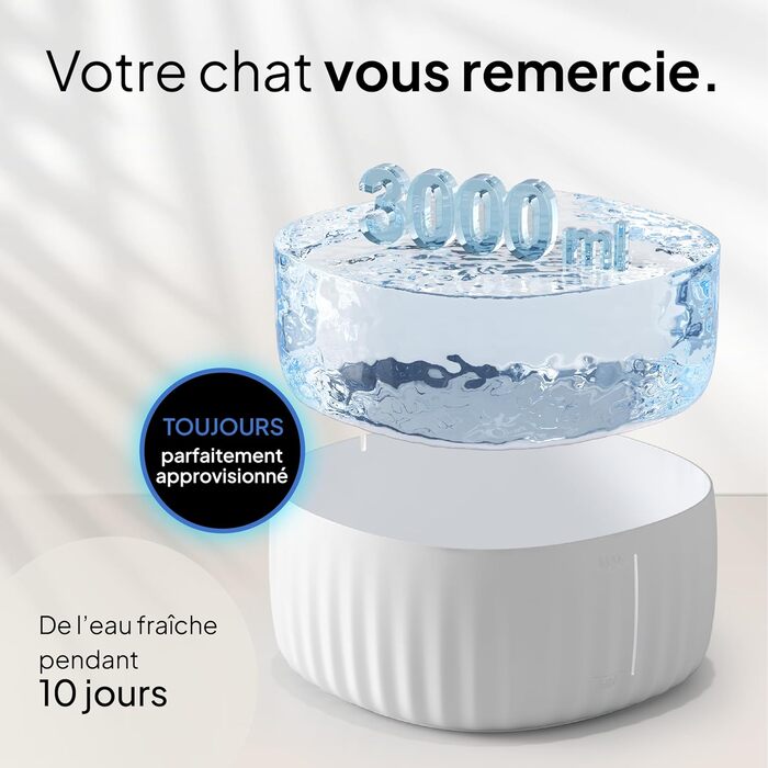 PrettyPaw фонтанчик для котів Aqua Flow Pro (білий) – тихий, BPA-free, 3л з LED та фільтром з активованого вугілля