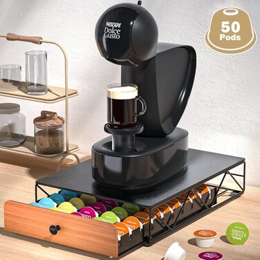 Тримач для капсул кави Nespresso Vertuo та Dolce Gusto на 50 капсул, металевий, чорний