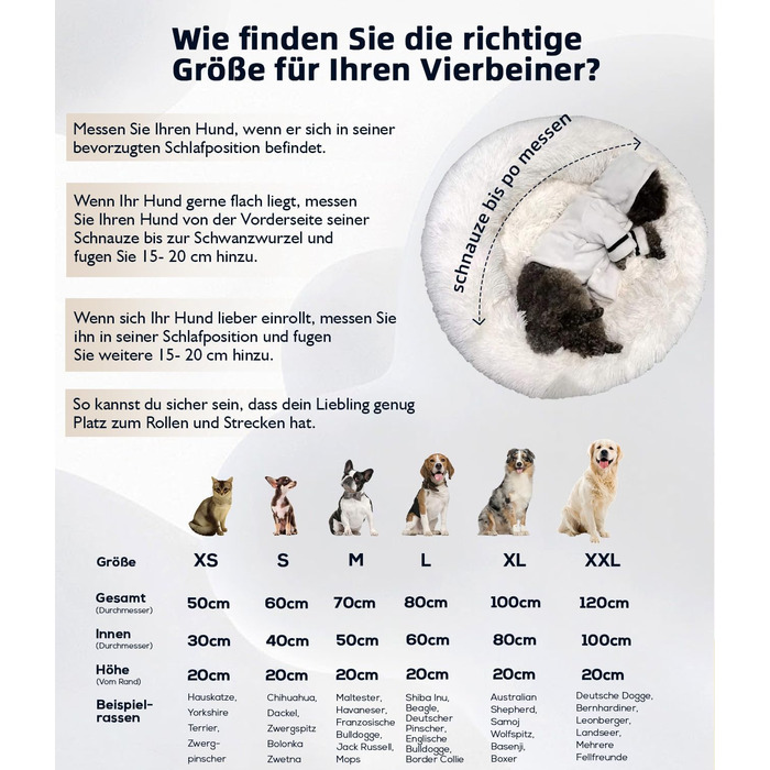 М'яке ліжко для собак, кругле килимок для котів, плюшеве ліжко для собак, килимок для котів, миється, плюш, зручне ліжко, подушка, ліжко-бублик для собак, кошик для собак, середніх та великих собак - сірий (50-120см), розмір 50 x 50 x 20 см, темно-сірий