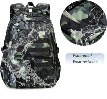 Шкільний рюкзак для хлопчика-підлітка, водонепроникний, армійний колір