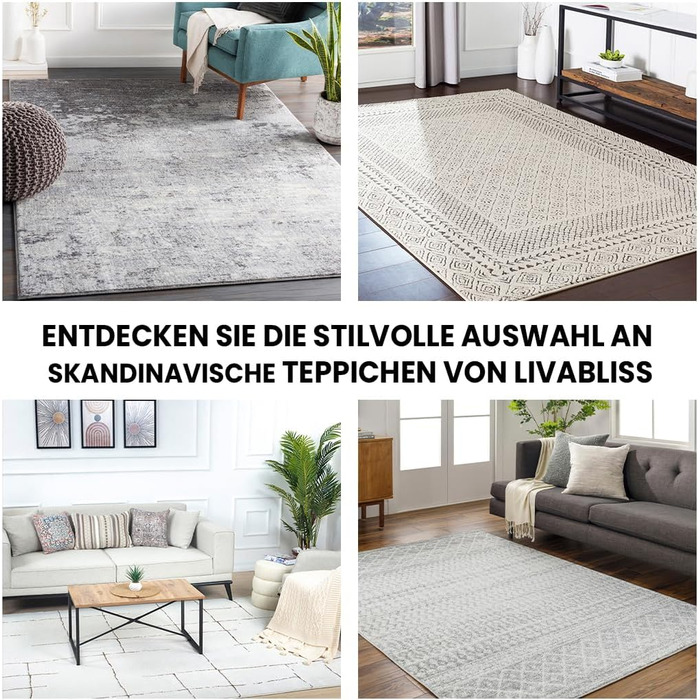 Килимок Livabliss Marietta для вітальні та спальні Boho, 120x170 см, з геометричним візерунком, скандинавський стиль, бежевий, жовтий, блакитний