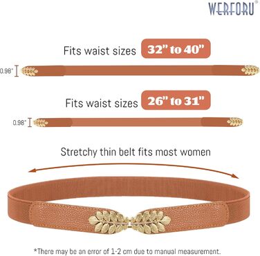 Жіночий еластичний пояс WERFORU Vintage Широкий пояс для суконь та одягу. Кольори: чорний, білий, коричневий, бежевий. Розмір: 67-79 см